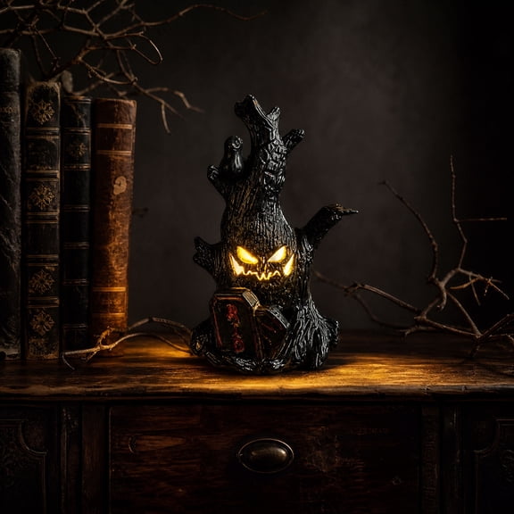 Halloween Spooky Tree Light, Black Simulated Bark LED Ghost Tree, Halloween Decorations for Indoor Party Home
