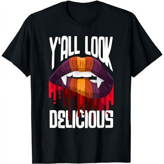 Halloween Spooky Vampire Fangs Teeth Lips Scary Pun T-Shirt