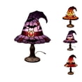 thumbnail image 1 of Halloween Spooky Witch Hat Stained Glass USB Lamp, Handcrafted Resin 6.88'' Small Night Light, Multi Pattern Indoor Mantel & Haunted House Decor Ornament_1PC, 1 of 8