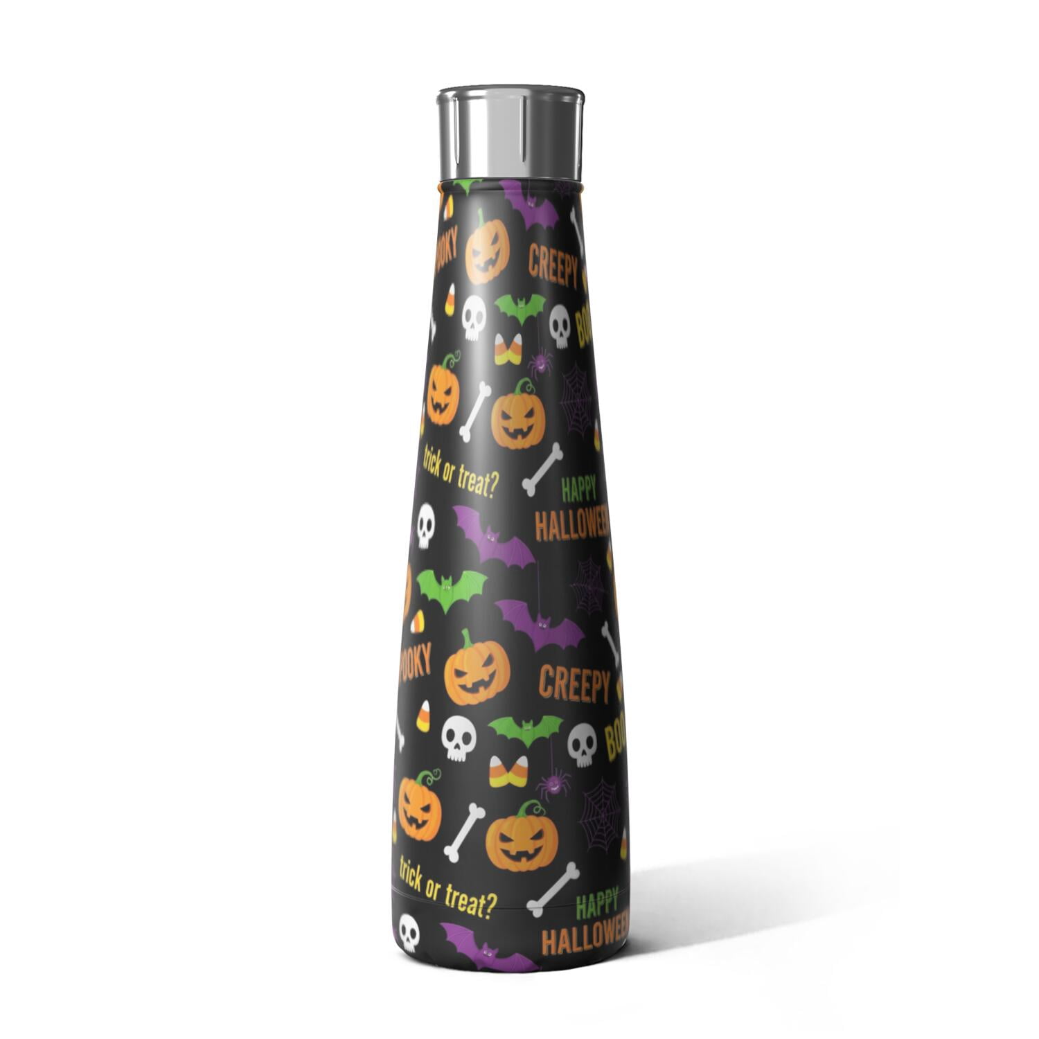 Halloween Spooky Words and Icons Cola Shaped Water Bottle 1 Pack ...