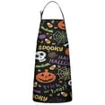 thumbnail image 1 of Halloween Spooky Words and Icons Pattern Apron-Garden Aprons for Women with Pockets-Cotton Linen Waterproof Kitchen Cooking Gardening Aprons Adjustable for Kitchen,Cooking,BBQ and Salon 33"x27", 1 of 7