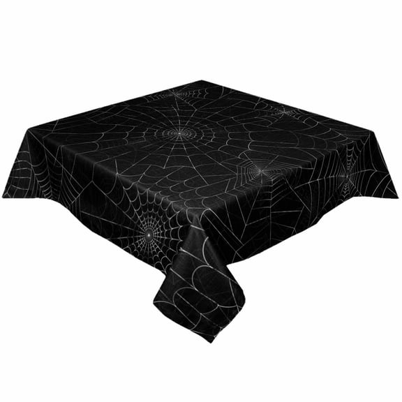 Halloween Square/Round Tablecloths 54x54,Black Horror Spidering Web Fall Holiday Table Cloth Table Cover Indoor/Outdoor Tabletop Decor for Wedding Holiday Party Dinner Baby Shower