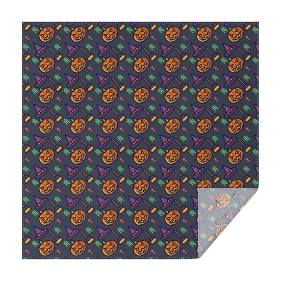 Halloween Square Tablecloth 42x42in(107x107cm) – Waterproof Polyester Printed Table Cover, Wrinkle Resistant & Washable for Kitchen Dining Picnic Party Decor, Pattern-V5-47, White