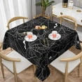 thumbnail image 1 of Halloween Square Tablecloth 54x54 Inch Black White Bats Spider Webs Table Cloth Halloween Fall Autumn Holiday Table Covers Polyester Indoor Outdoor Tablecloths for Kitchen Dining Party, 1 of 7