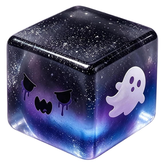 Halloween Squeeze Toys, Cube Squeeze Toys, Stress Balls for Relaxation, Halloween Party Favors for Student, 2X2X2 Inch Deep Purple Galaxy Ghost Squeeze, Durable Squeeze Stress