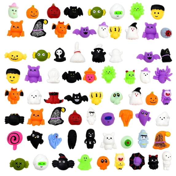 Halloween Squeeze Toys with Assorted Cartoon Designs, 30-Pack, Multicolor Soft Silicone, for Student Party Favors, Squeeze Toys