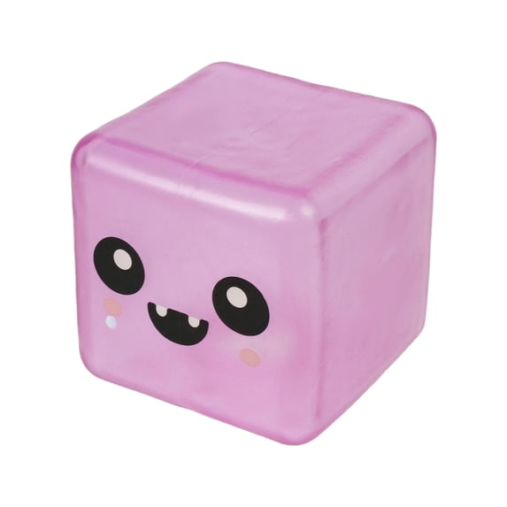 Halloween Squishy Cube Toy with Cute Monster Face Design, Soft Squeezable Material, Pink, for Kids and Adults Relaxation Squeeze Toy