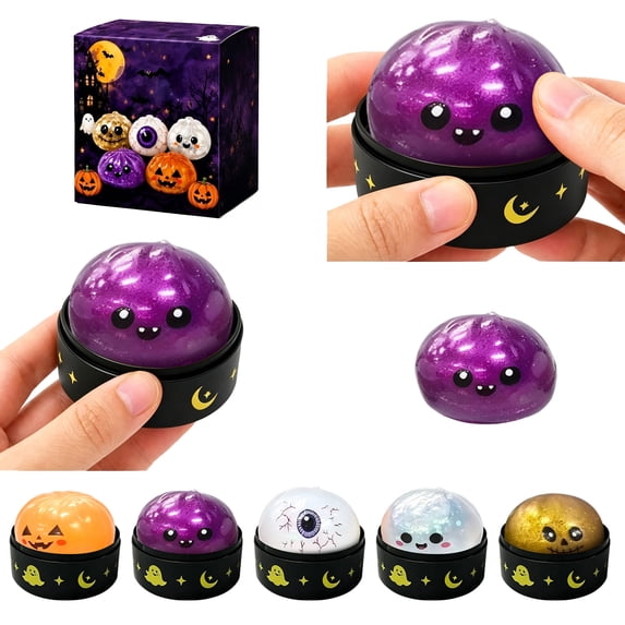 Halloween Squishy Mystery Blind Box Slow Rising Toys, 5 Pack Assorted Character Mini Squeeze Fidget Toys 2.17 Inches Adult Collection