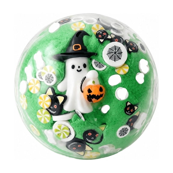 Halloween Squishy Toy with Spooky Ghost and Pumpkin Design, Single Handheld Size, Green, for Kids Trick Or Keep Hands Busy, Slow Rising Stress Ball Squeeze Toy