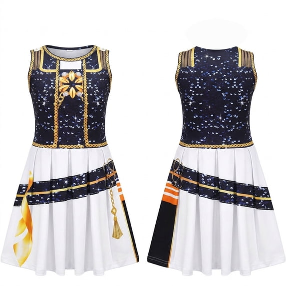 Halloween Stage Role Play Stage Cosplay Costume, Idol Stage Performance Dress, Includes Dress, Stylish Cosplay Outfit for Animeed Party, Stage Show and Dress Up, 120(5-6 Years)