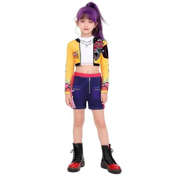 Halloween Stage Role Play Stage Cosplay Costume, Popular Singers Idol Dance Performance Suit, Includes Top and Pants, Fashion Role Play Costume Party, 130(7-8 Years)