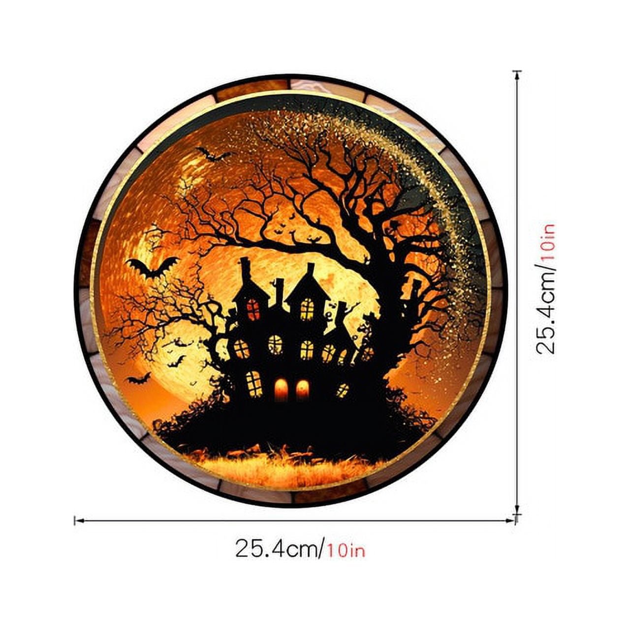 Halloween Stained Colorful Horror Castle Cat Static PVC Window Glass