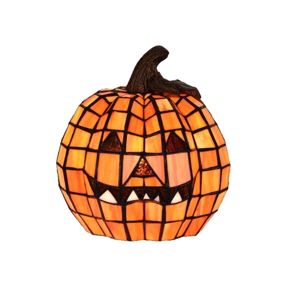 Halloween Stained Resin Table Lamp, Gothic Ghost Pumpkin LED Night Light with Warm Soft Glow, Portable Low Heat Decorative Reading Lamp for Indoor Fall Party Tabletop Decor and Halloween Holiday Gift