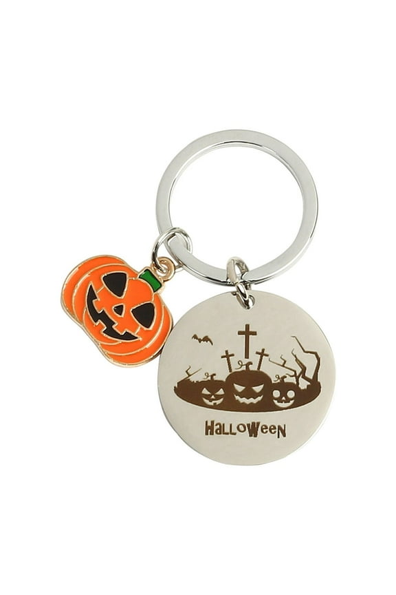 Halloween Stainless Steel Pumpkin Ghost Keychain, Small And Exquisite Holiday Decorative Objects