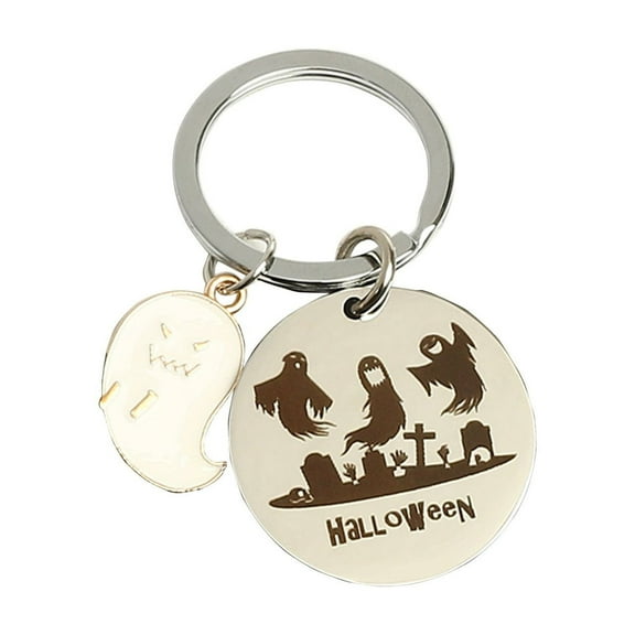 Halloween Stainless Steel Pumpkin Ghost Keychain, Small And Exquisite Holiday Decorative Objects