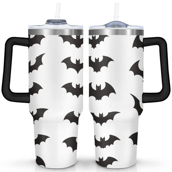 Halloween Stainless Steel Tumbler Happy Halloween Pumpkin Insulated Coffee Mug with Straw,Thermal with Lids for Hot and Cold Drinks for Outdoor Sports Wedding 40 oz Boo Cup