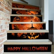 Halloween Stair Riser Decals, Removable Moonlight Pumpkin Wall Sticker, 7.08 x 39.3 inches, Peel and Stick, Stair Riser Stickers, Mural, Wallpaper