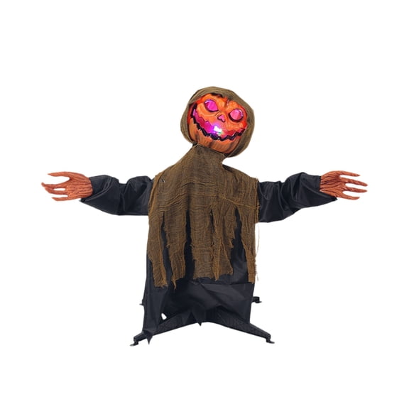Halloween Standing Swinging Pumpkin Ghost Figurine, Glowing Sound-Emitting Garden Prop, 2026 Fall Spooky Terrifying Outdoor Decor for Home Porch Yard Display
