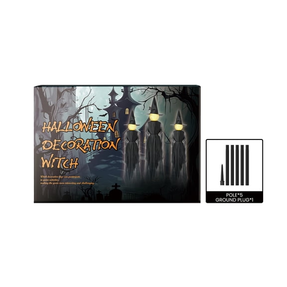 Halloween Standing Witch Props, Battery Operated Light Up Standing Witch Yard Decoration, Halloween Indoor Outdoor Witch Figure for Front Yard, Walkway & Entryway