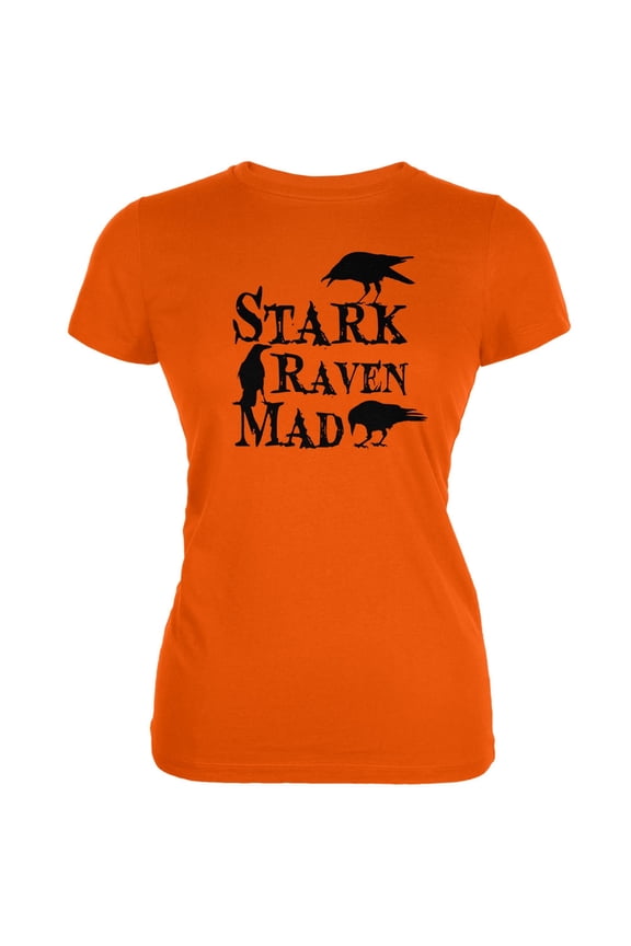 Halloween Stark Raven Mad Orange Juniors Soft T-Shirt - Medium