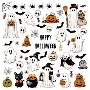 Halloween Static Cling Window Decals for Living Room Bedroom Party PVC Sticker Set with Ghost Pumpkin Bat Spider Cobweb