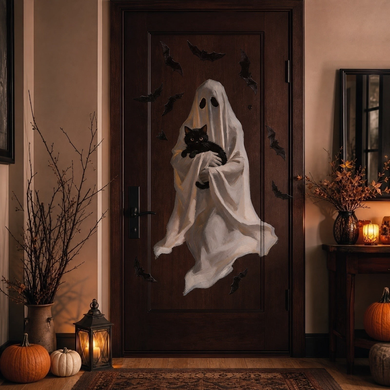 Halloween Static Cling Window Stickers, Spooky Ghost Bat Wall Decals ...