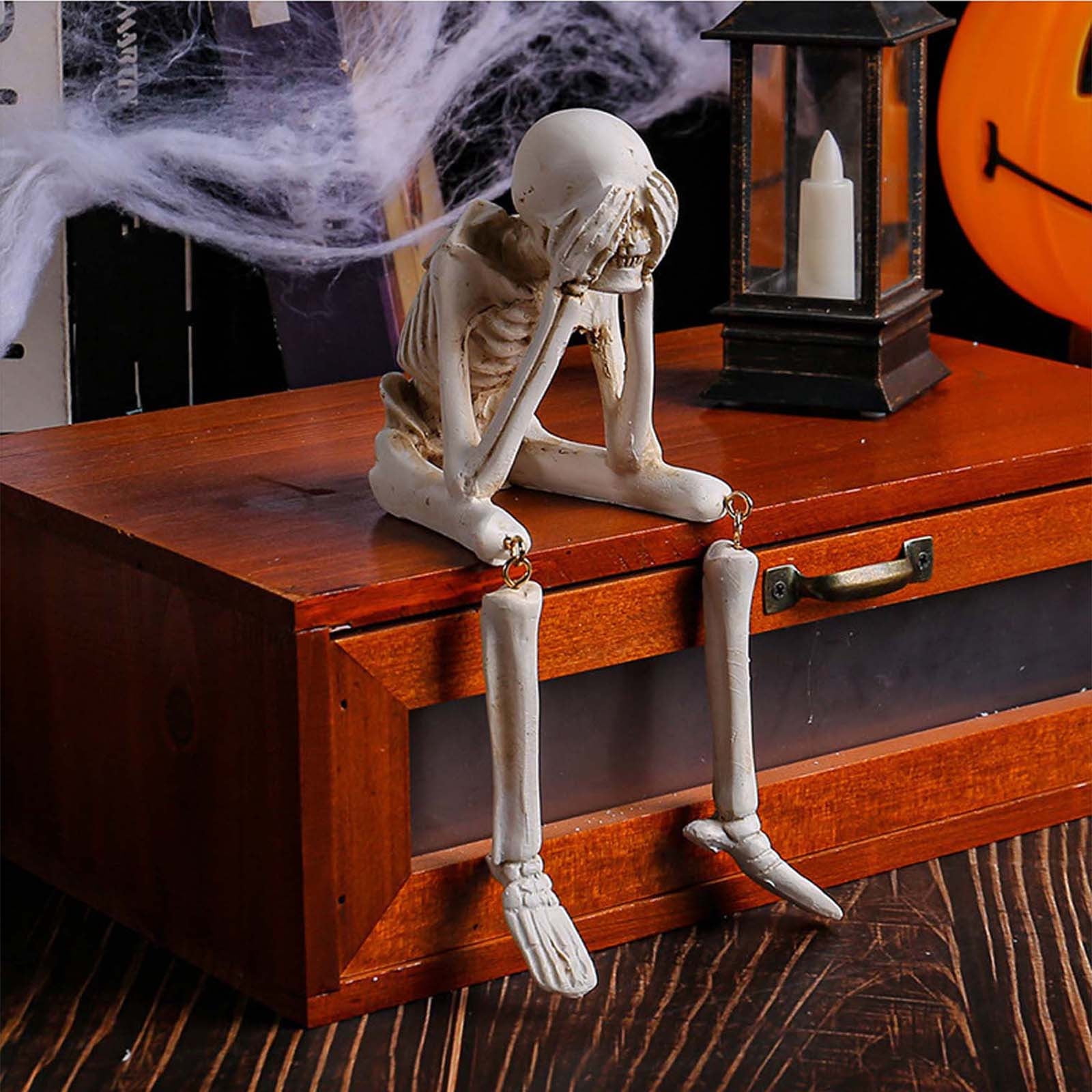 Halloween Statues No-Evil Skeleton Collectible-Figurines - Realistic ...