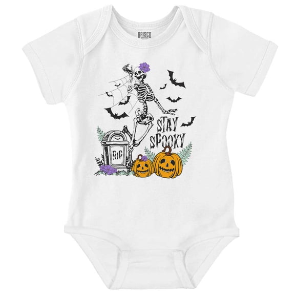 Halloween Stay Spooky Skeleton Bodysuit Jumper Girls Infant Baby Brisco Brands NB