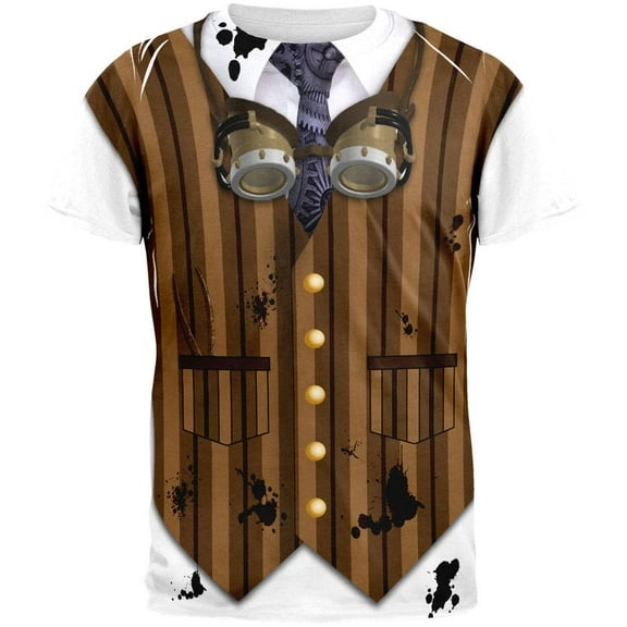 Halloween Steam Punk Engineer Costume All Over Adult T-Shirt - Small