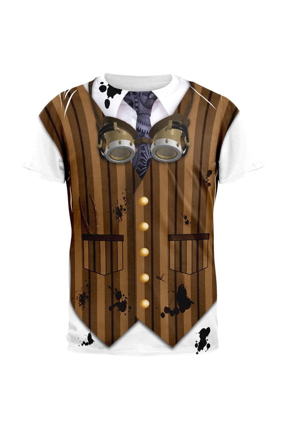 Halloween Steam Punk Engineer Costume All Over Adult T-Shirt - Small