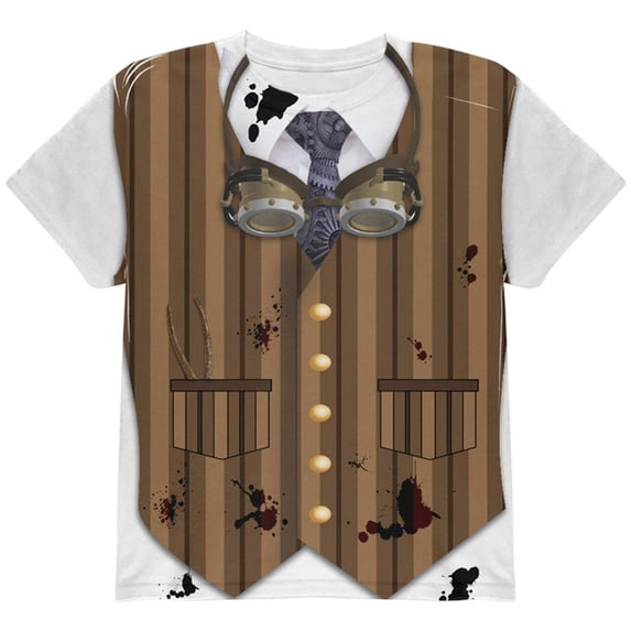Halloween Steam Punk Engineer Costume All Over Youth T Shirt Multi YMD