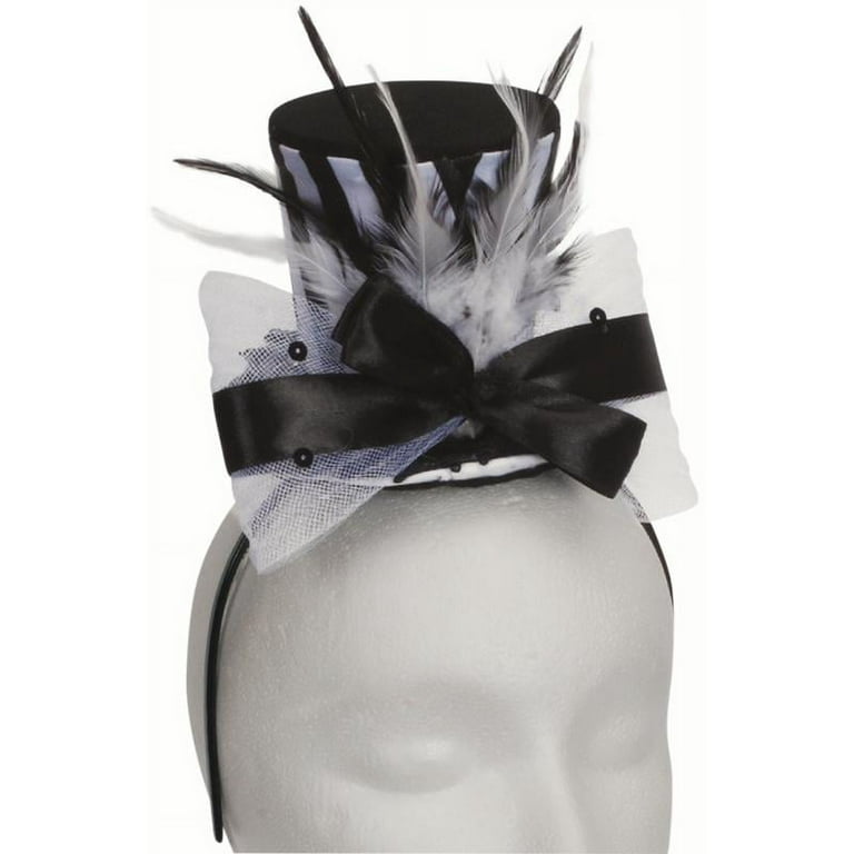 Satin Look White Top Hat with Ribbon detail Satin Look White Top Hat with Ribbon detail