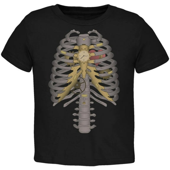 Halloween Steampunk Mechanical Skeleton Costume Black Toddler T-Shirt - 2T