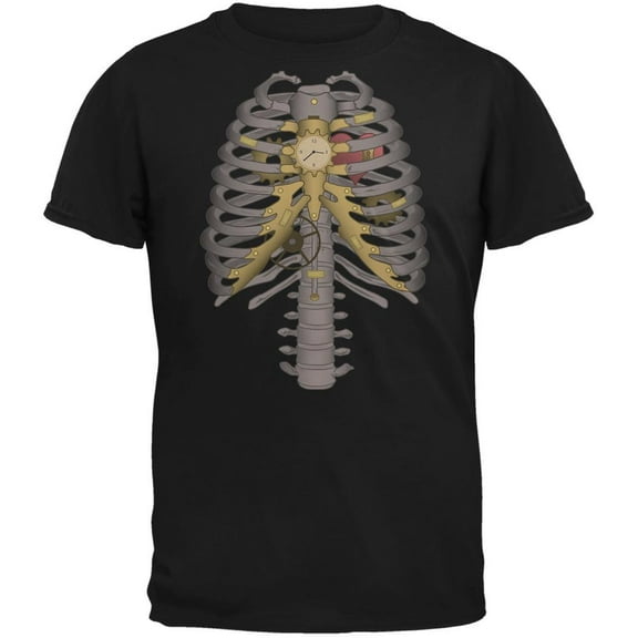 Halloween Steampunk Mechanical Skeleton Costume Black Youth T-Shirt - Youth Medium