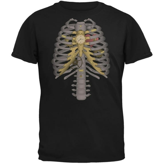 Halloween Steampunk Mechanical Skeleton Costume Black Youth T-Shirt - Youth X-Large