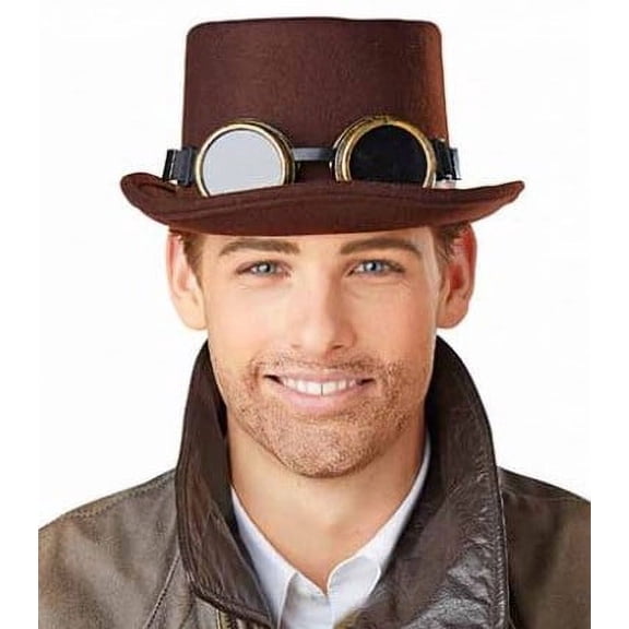 Halloween Steampunk Top Hat With Goggles Costume Accessory, Way To Celebrate