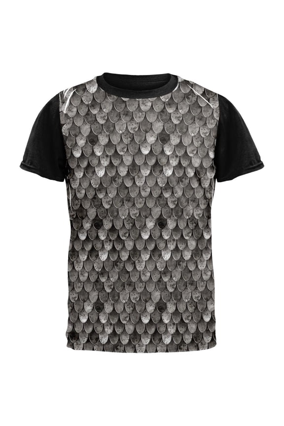 Halloween Steel Scale Armor Costume Adult Black Back T-Shirt - Small