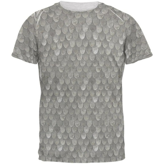 Halloween Steel Scale Mail Armor Costume Mens T Shirt Heather White 2XL