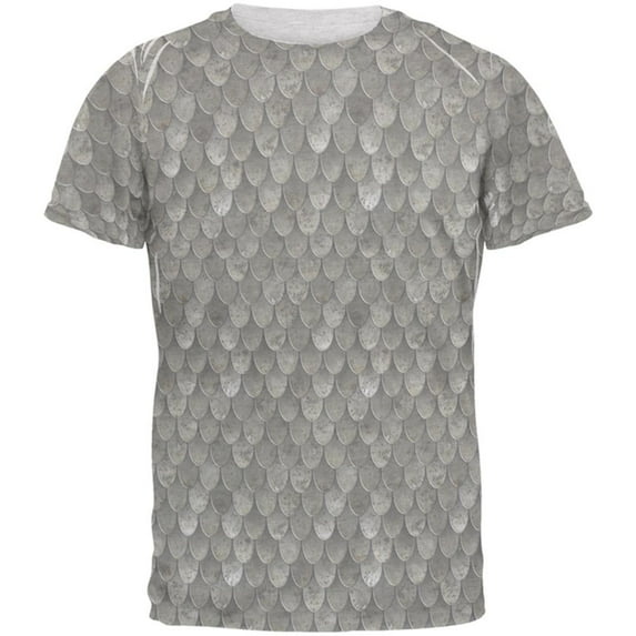Halloween Steel Scale Mail Armor Costume Mens T Shirt Heather White 2XL