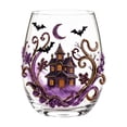 thumbnail image 1 of Halloween Stemless Drinking Glass Tumbler, Spooky 2D Printed Halloween Glassware, Clear Glass Cup for Halloween Party Table Decor, Holiday Gift for Halloween Lovers(Haunted House - B), 1 of 4