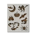 thumbnail image 1 of Halloween Stencil Bat Cat Pumpkin Witch Template Reusable 8.5 x 11 for Painting on Walls, Wood, Etc. By Stencilville, 1 of 2
