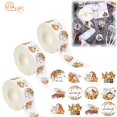 thumbnail image 1 of Halloween Sticker Roll 500Pcs 1in 12 Designs Pumpkin Ghost Bat Fall Thanksgiving Self-Adhesive Labels for Party Decor Envelopes Treat Bags(B,3PC), 1 of 5