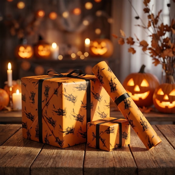 Halloween Sticker Wrapping Paper Set, Party Gift Decoration Wrapping Paper, Spooky Pattern Gift Wrap Pack, Decorative Paper for Halloween Party Gift Decoration