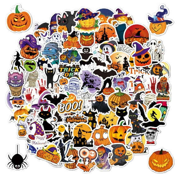Halloween Stickers Decorations for Kids - 100Pcs Cute Halloween Stickers for Water Bottles, Non-Repeating Tear-Resistant Waterproof Vinyl Halloween Bats Decor Indoor