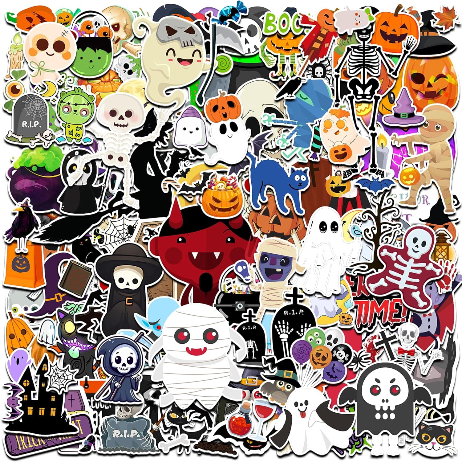 Halloween Stickers & Party Favors - 18 Sheets, 500PCS Vinyl Waterproof Stickers for Kids' Games, Treats & Decorations