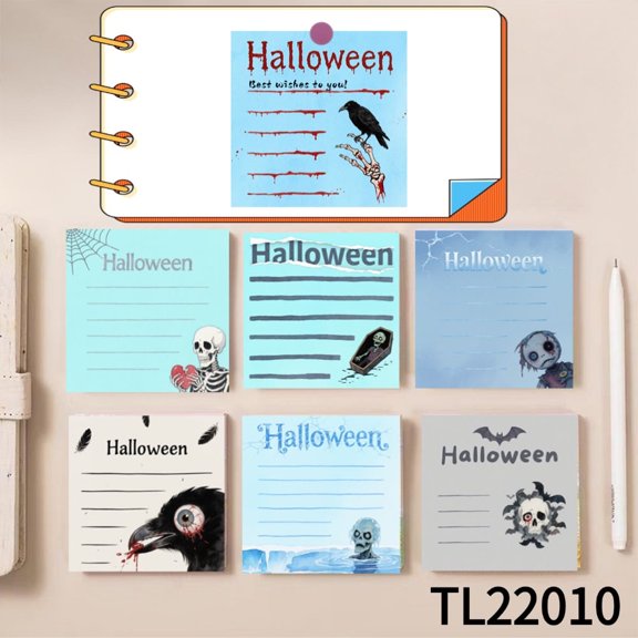 Halloween Sticky Notes with Various Designs - Meet Your Different Needs (3.543.54 Inches) 100-Pack with105 Emoticon Stickers, Quickly Jotting Down Reminders, Leaving Temporary Messages