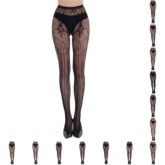 Halloween Stockings for Women Gothic Fishnet Tights with Bow Lace Design Hollow Out Pattern Accessories Thick Stockings for Women Winter