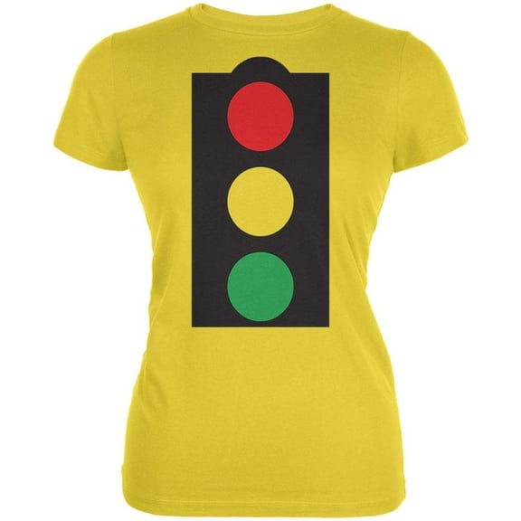 Halloween Stoplight Costume Juniors Soft T Shirt Bright Yellow MD