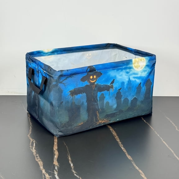 Halloween Storage Basket with Witches, Ghosts & Pumpkins - Trick or Treat Party Organizer Box, Durable Rectangular Bin for Boys & Girls,Multi-Purpose Room Decor,Candy Sorting- Festive ' Gift