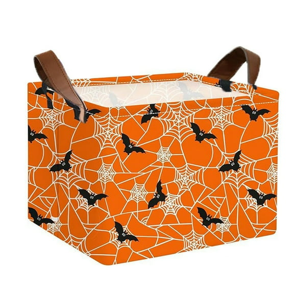 Halloween Storage Box with Handles for Home Office Nursery, Orange